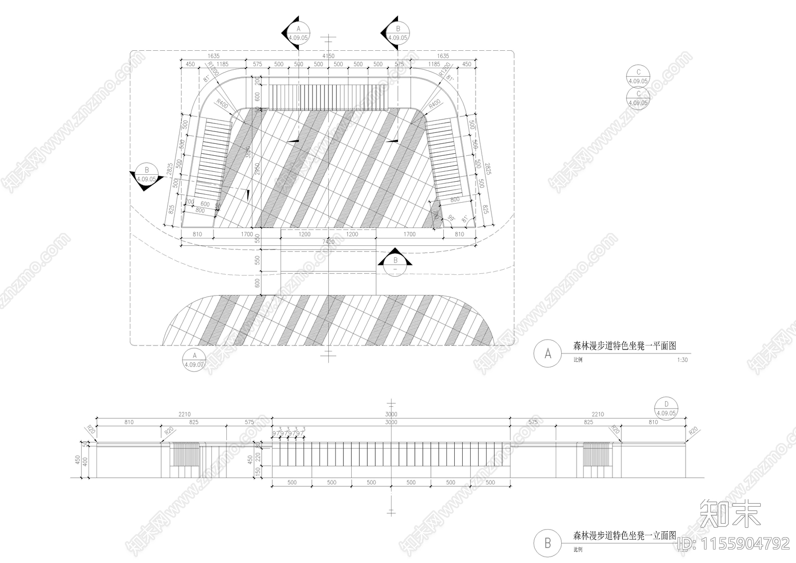 森林漫步道详cad施工图下载【ID:1155904792】