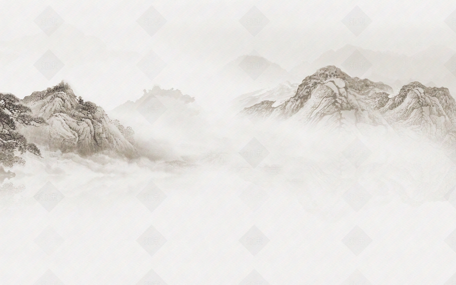 新中式山水壁布壁画贴图下载【ID:1155905186】