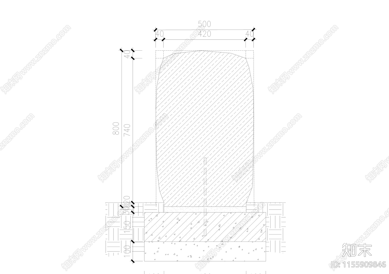 2024整石条石矮墙景墙cad施工图下载【ID:1155909846】