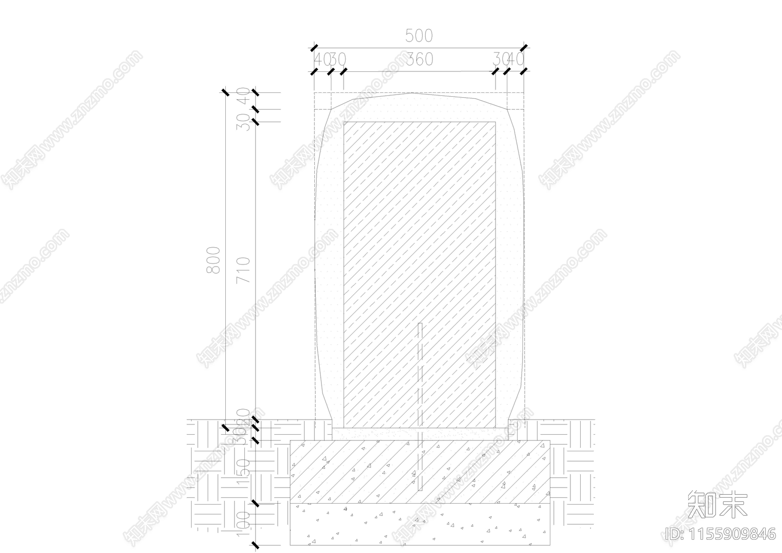 2024整石条石矮墙景墙cad施工图下载【ID:1155909846】