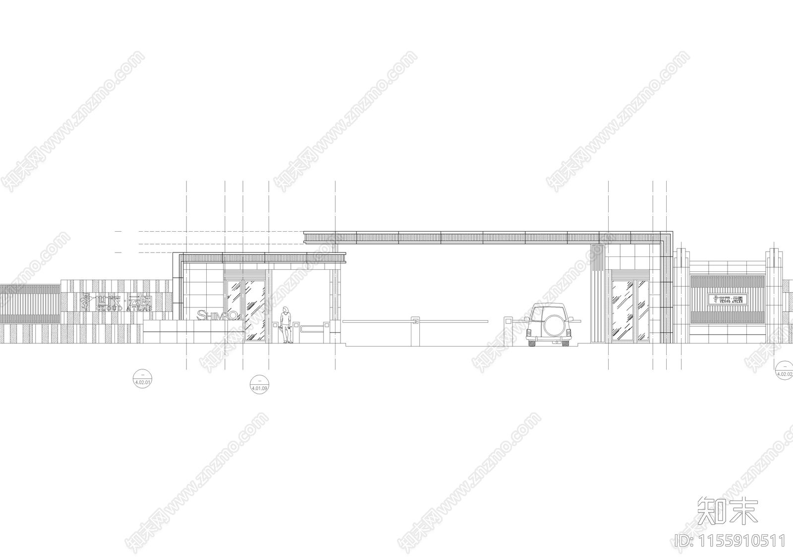 居住区入口大门构筑物详cad施工图下载【ID:1155910511】
