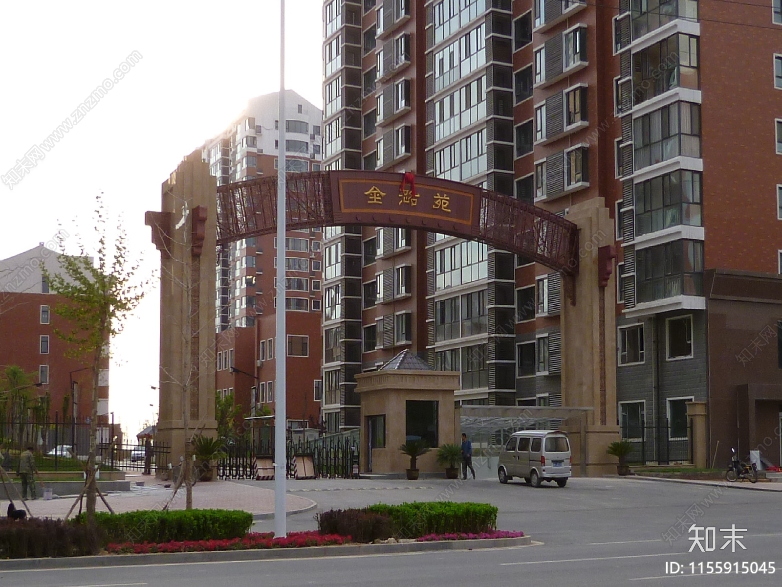 小区大门cad施工图下载【ID:1155915045】