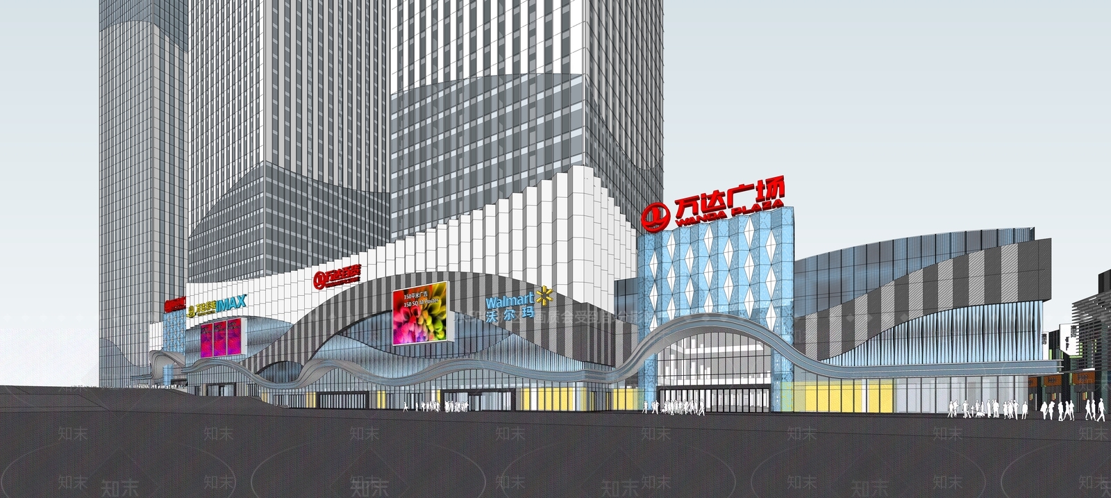现代风格商业建筑SU模型下载【ID:1155917516】