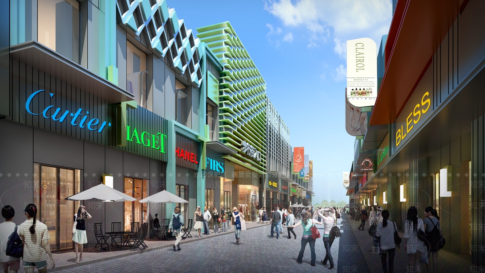现代风格商业街SU模型下载【ID:1155917705】