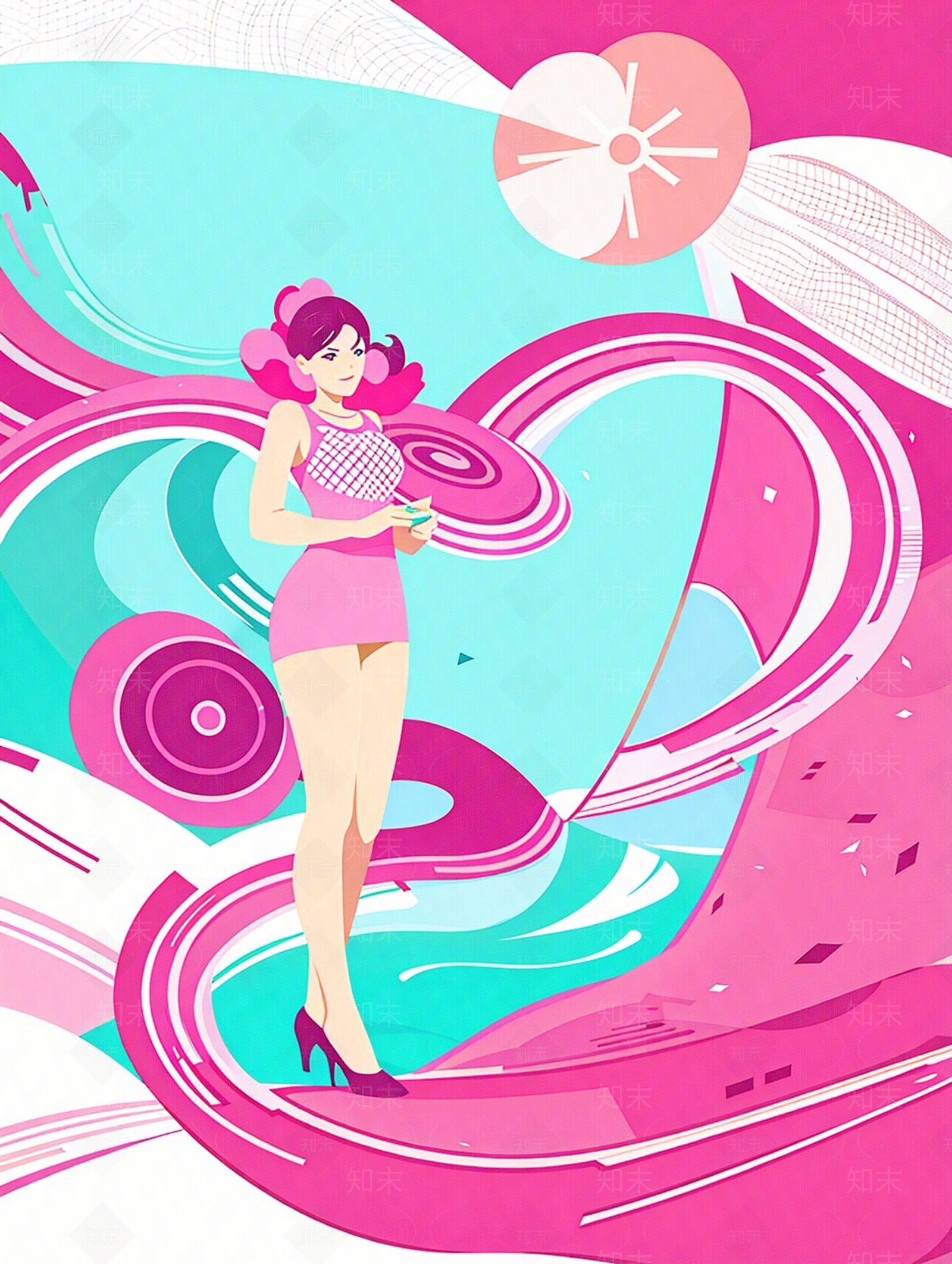 现代抽象粉色星空图案壁纸贴图下载【ID:1155923060】