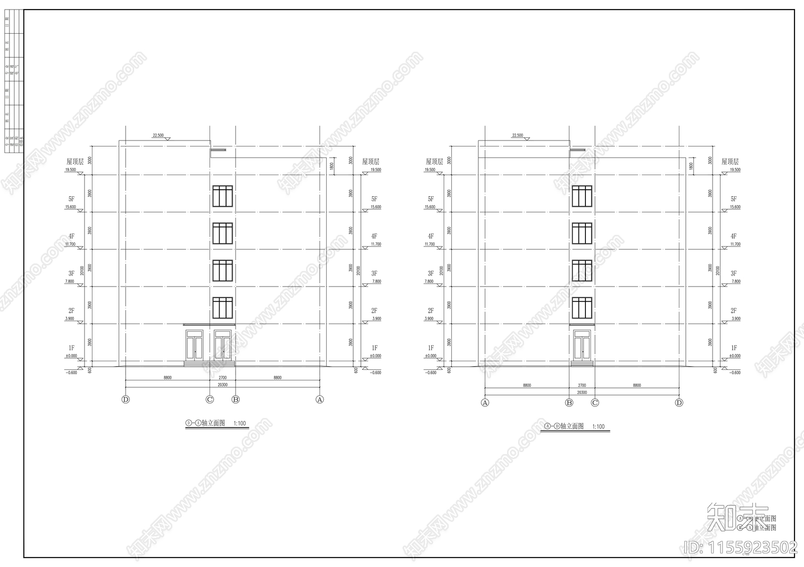 初中女生宿舍建筑图cad施工图下载【ID:1155923502】