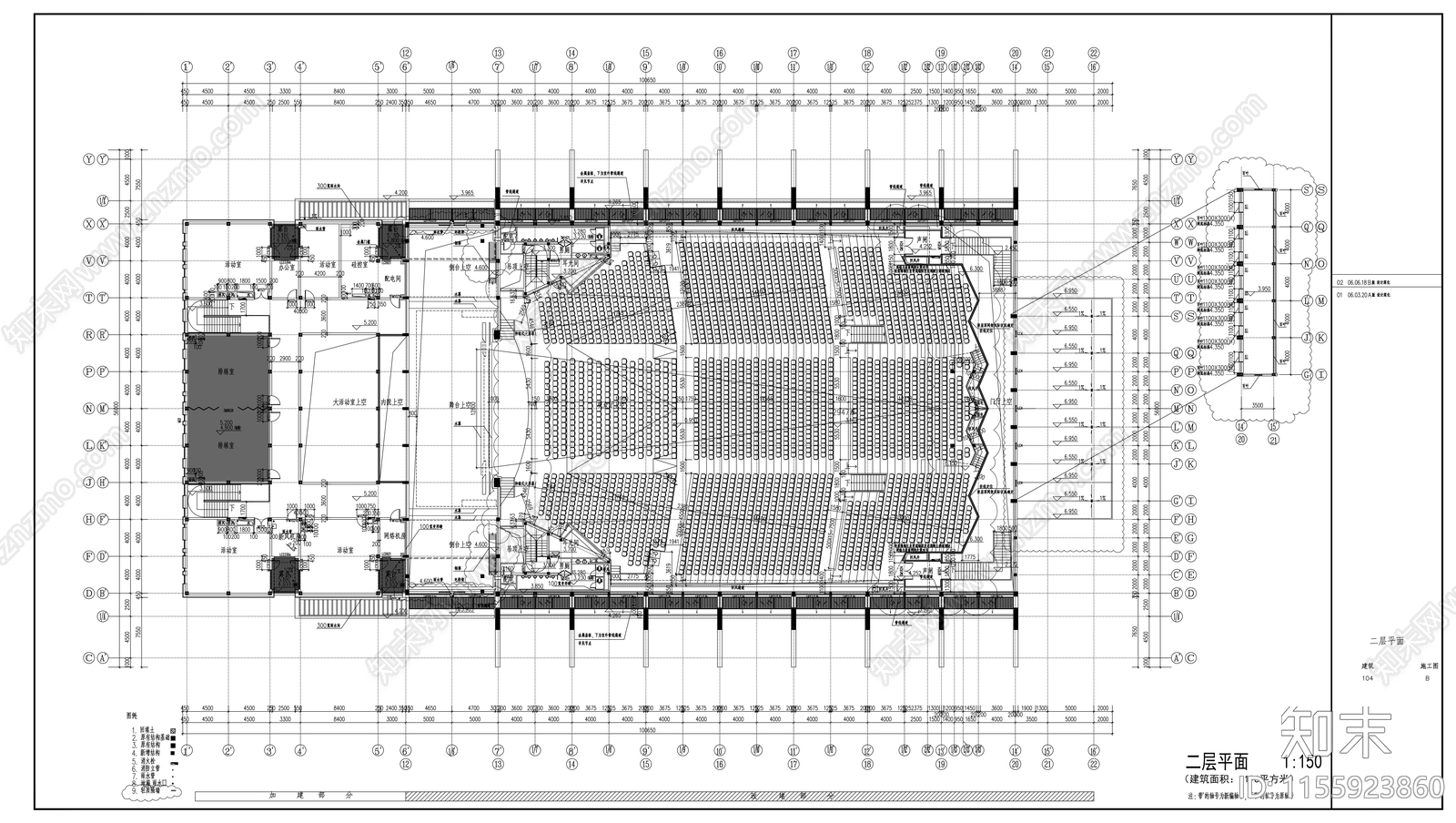 大礼堂建施图cad施工图下载【ID:1155923860】