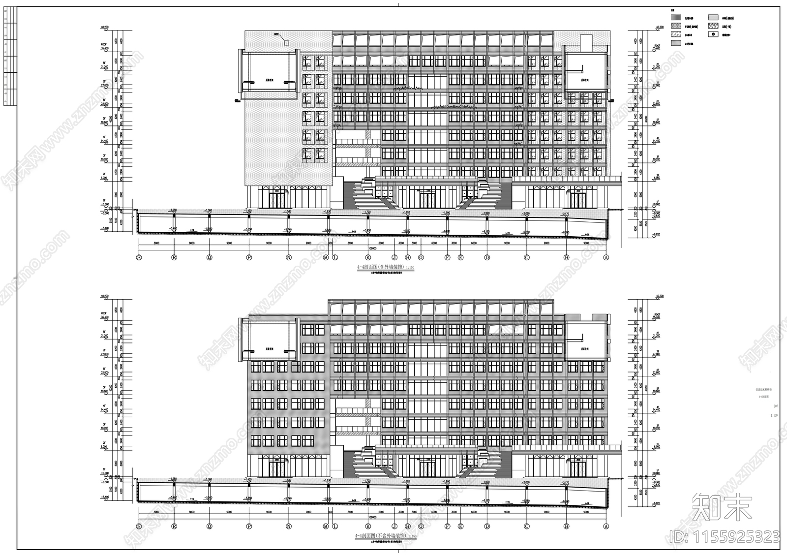 高校信息楼建筑节能绿cad施工图下载【ID:1155925323】