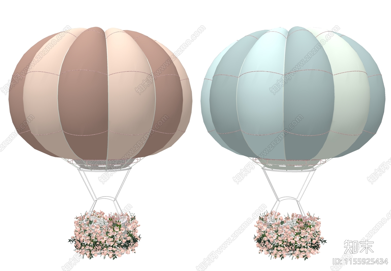 鲜花热气球SU模型下载【ID:1155925434】