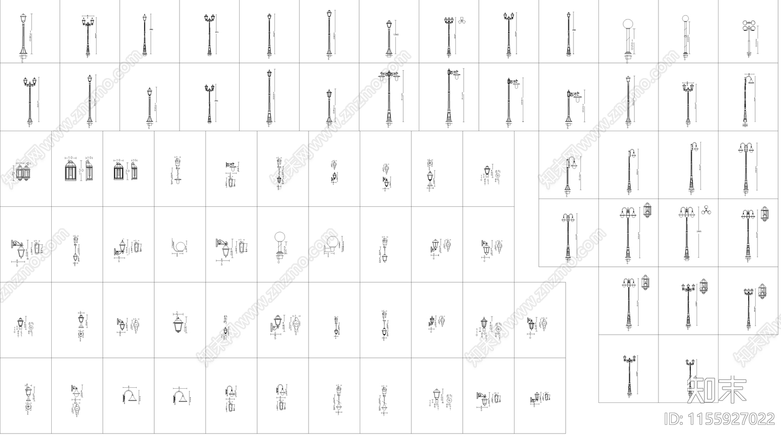多种规格的路灯图库施工图下载【ID:1155927022】