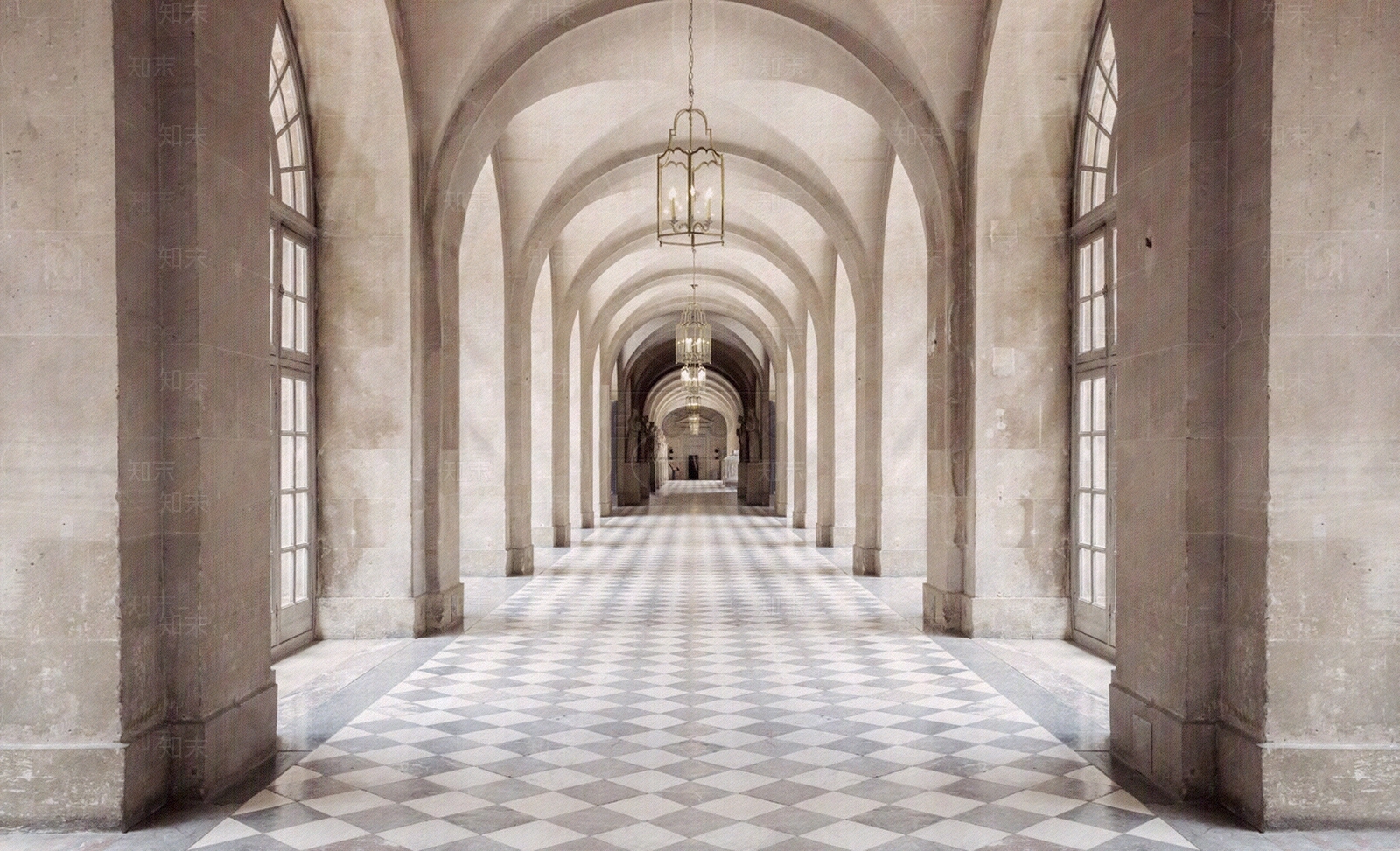 欧式建筑空间延伸壁纸壁画贴图下载【ID:1155926993】