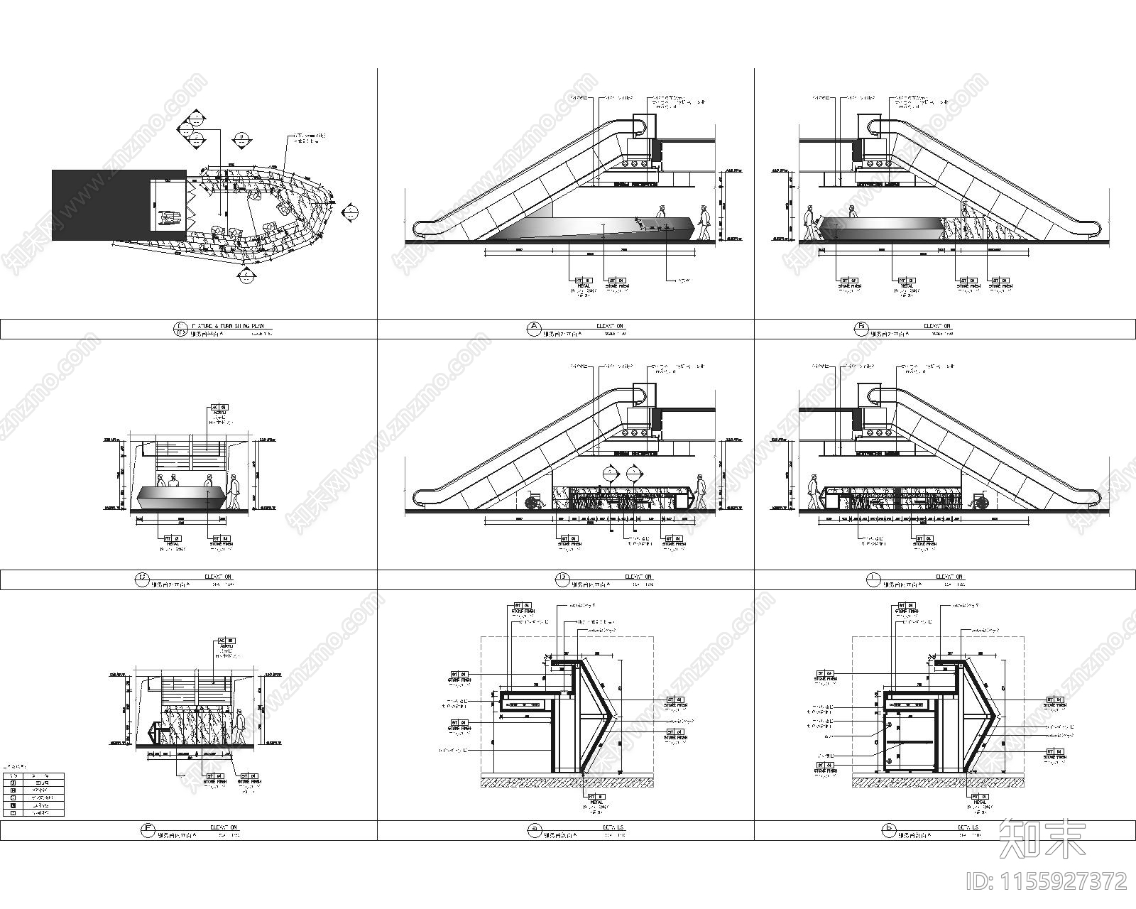 购物中心服务台平面施工图下载【ID:1155927372】