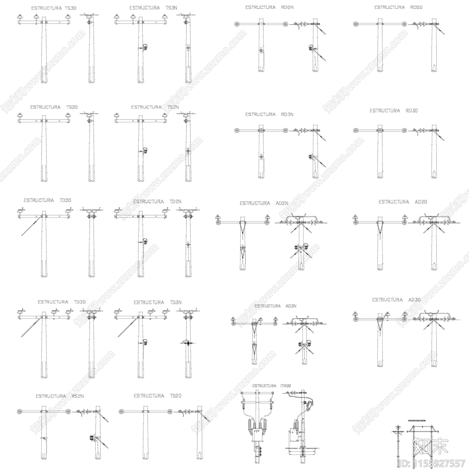 电线杆图库施工图下载【ID:1155927557】
