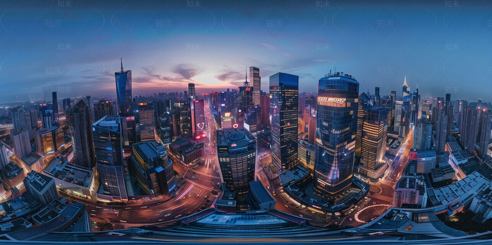 HDR现代城市夜晚全景贴图下载【ID:1155928205】