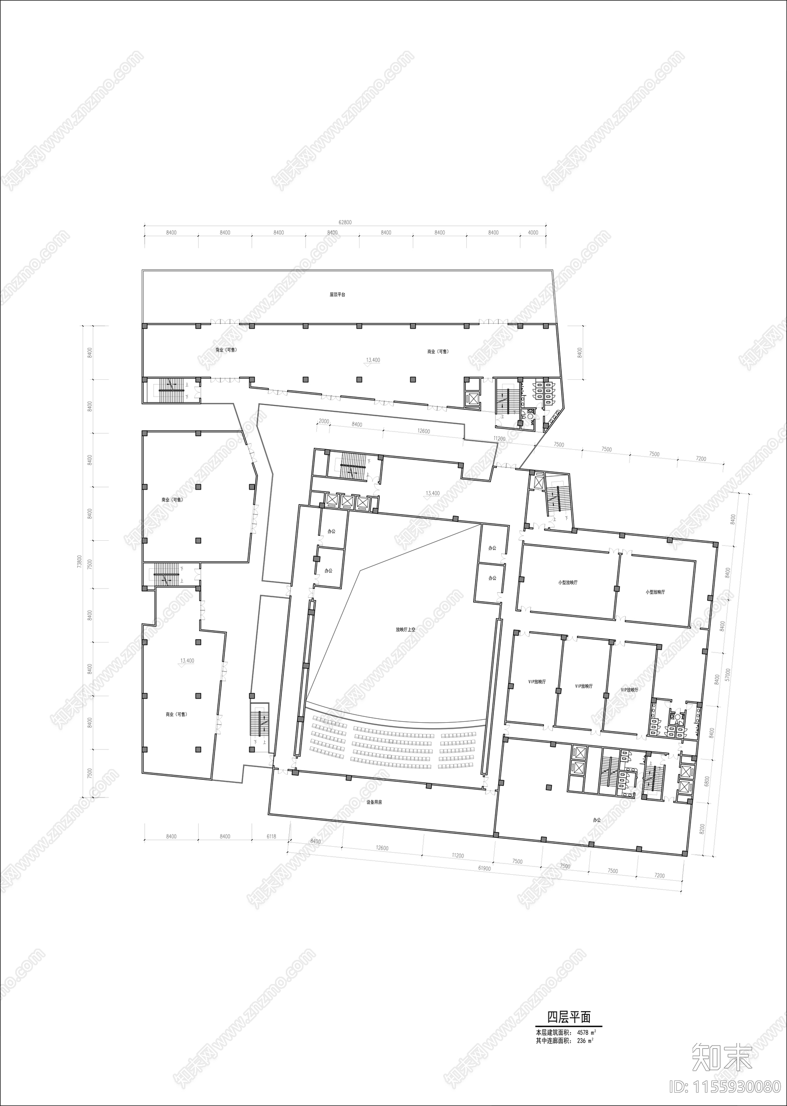 商业平面图cad施工图下载【ID:1155930080】