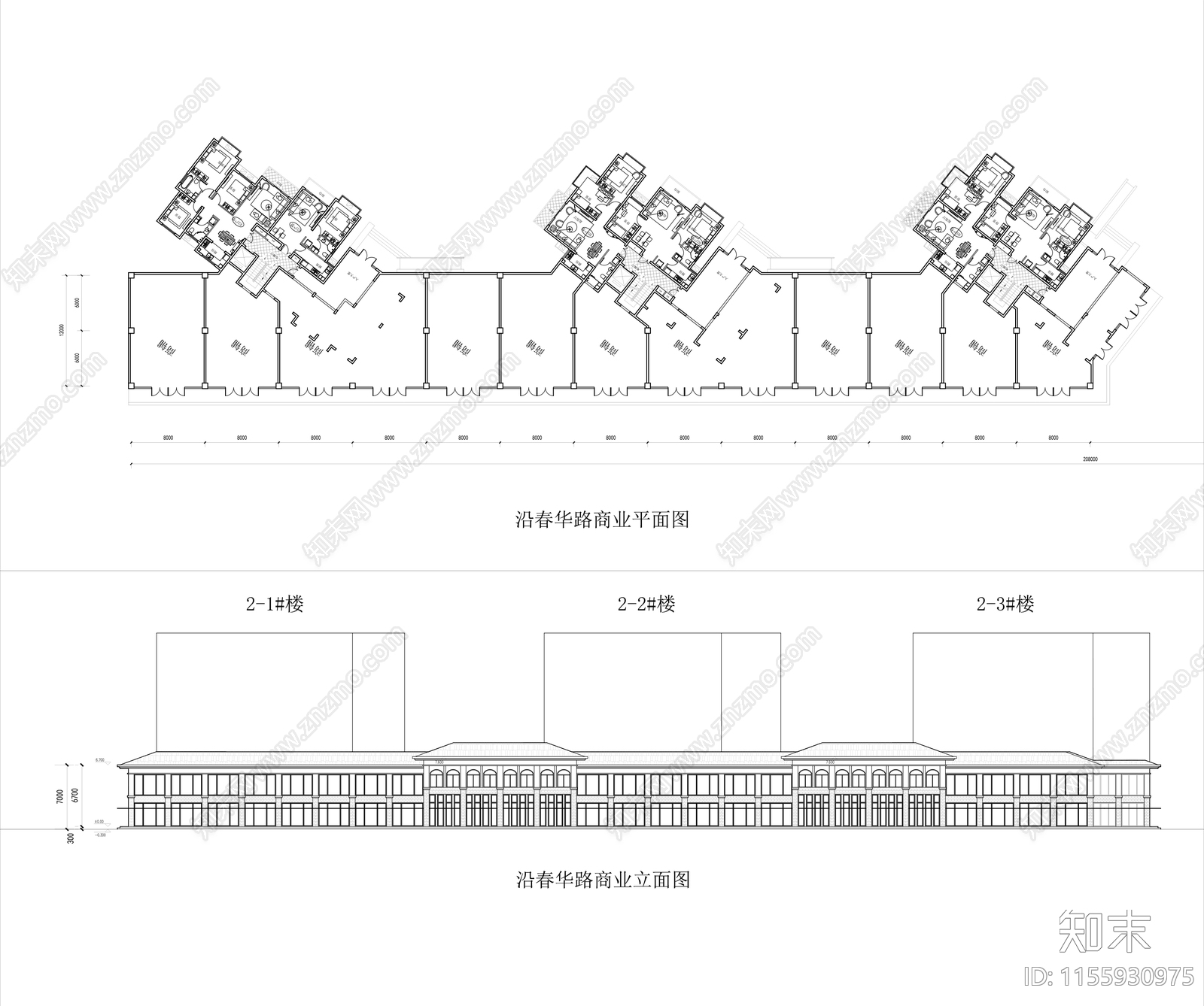 住宅底商平面图cad施工图下载【ID:1155930975】