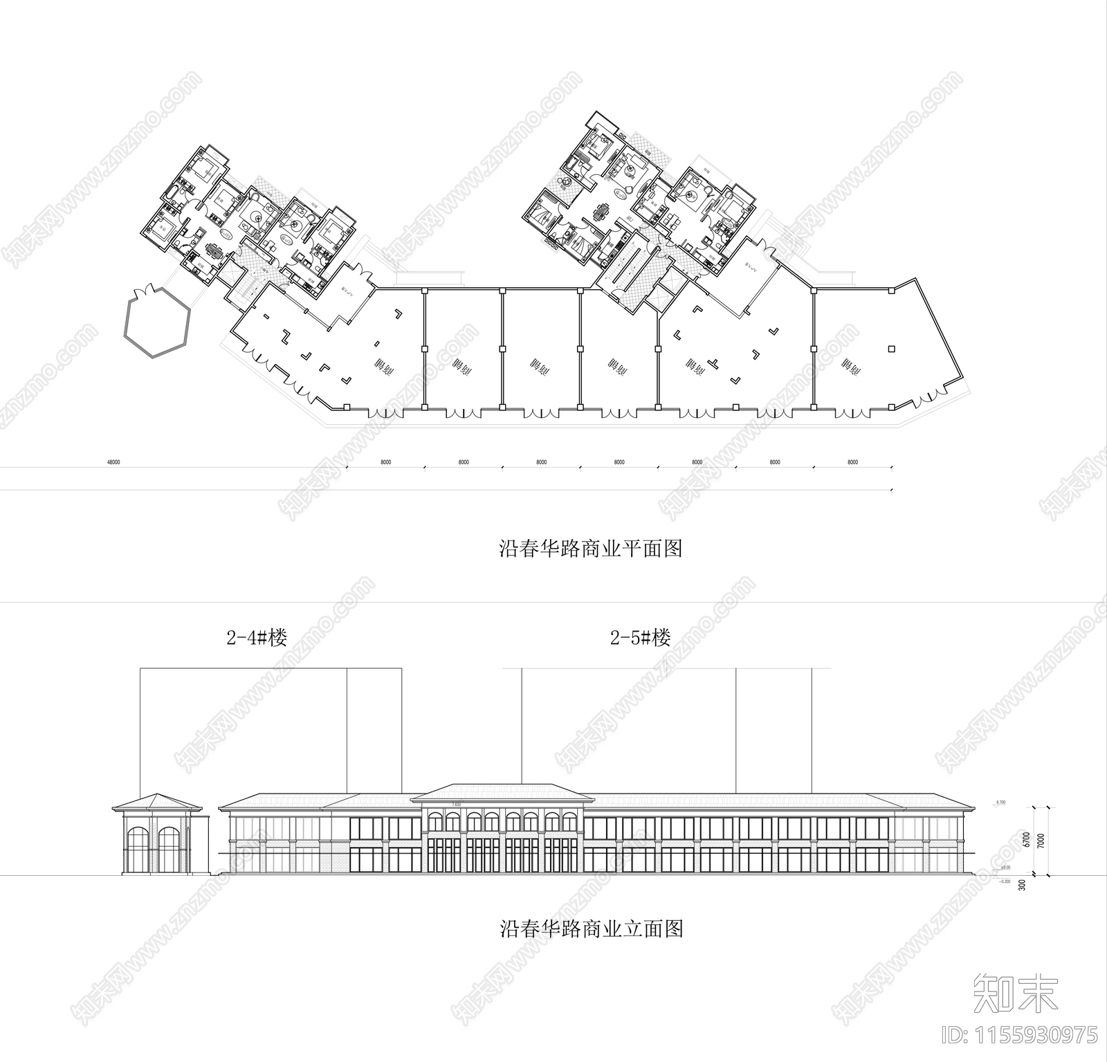 住宅底商平面图cad施工图下载【ID:1155930975】