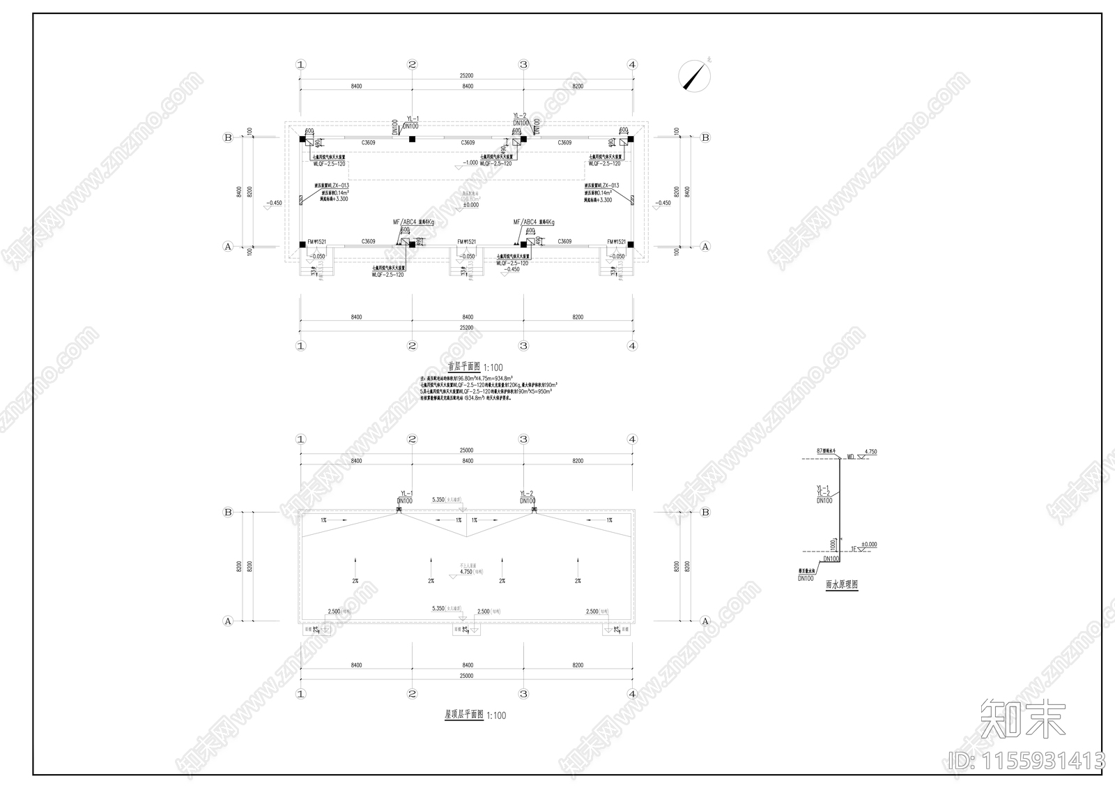 高压配电站建筑图cad施工图下载【ID:1155931413】