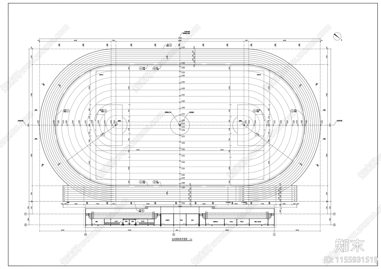 看台及运动cad施工图下载【ID:1155931519】