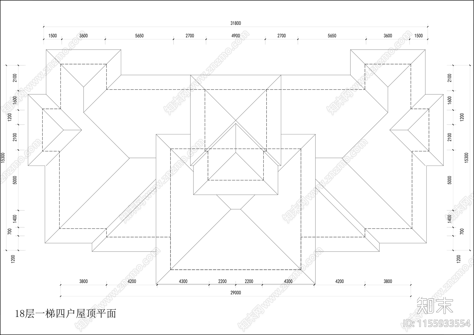 住宅塔楼平立剖面图cad施工图下载【ID:1155933554】