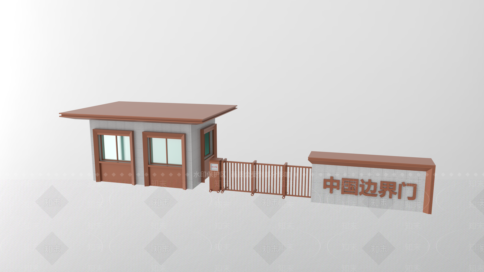 现代门卫室入口大门SU模型下载【ID:1155934099】