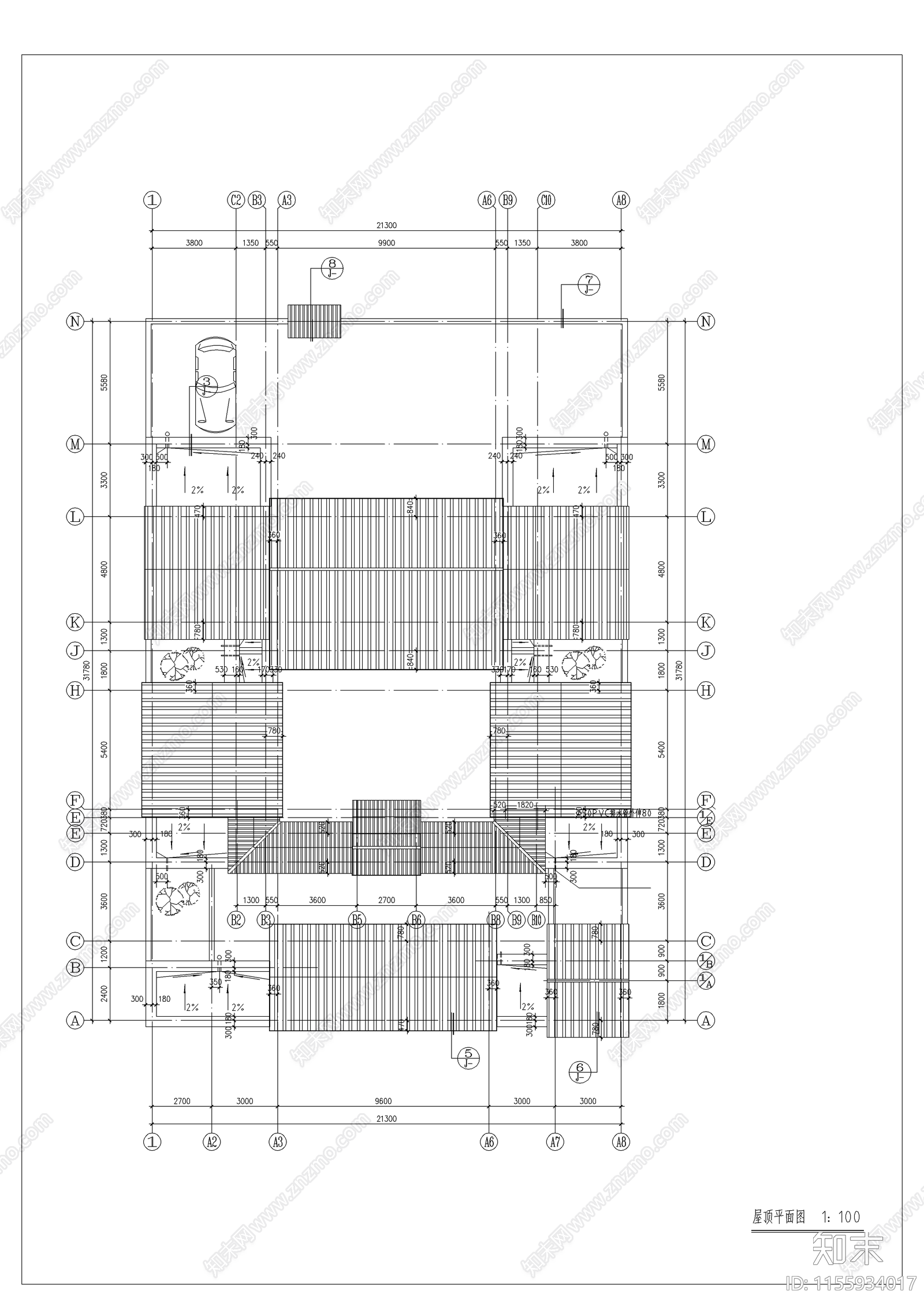 单层四合院住宅建筑平立面图纸cad施工图下载【ID:1155934017】