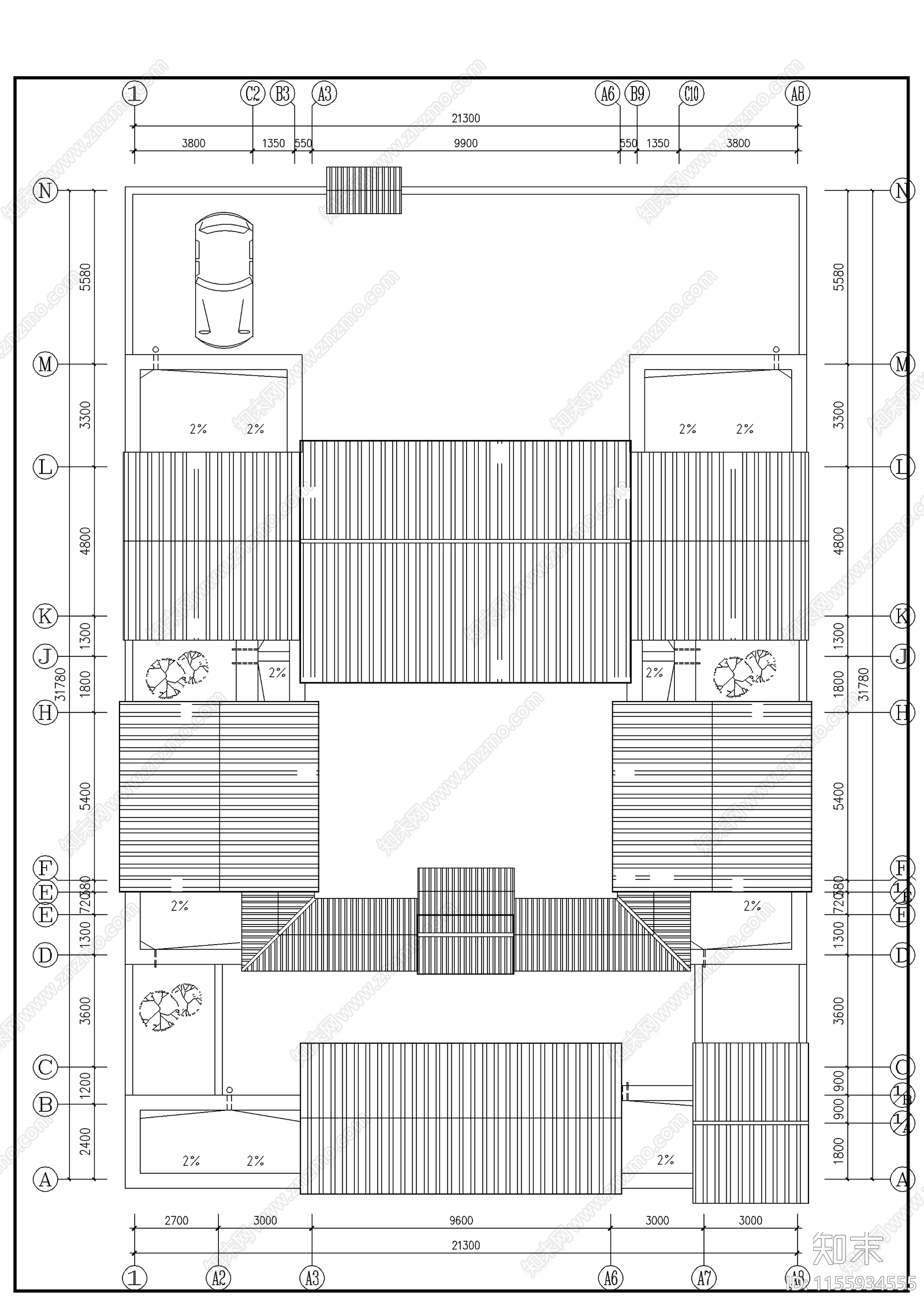 四合院建筑cad施工图下载【ID:1155934555】