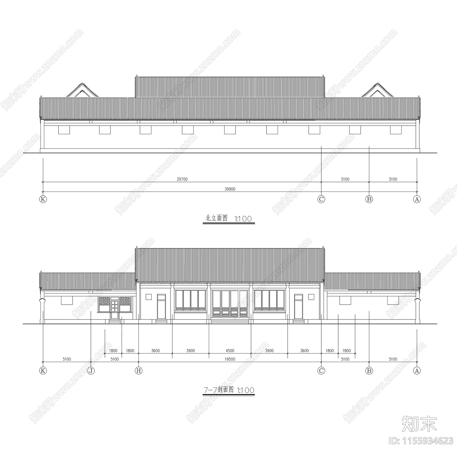 四合院3cad施工图下载【ID:1155934623】