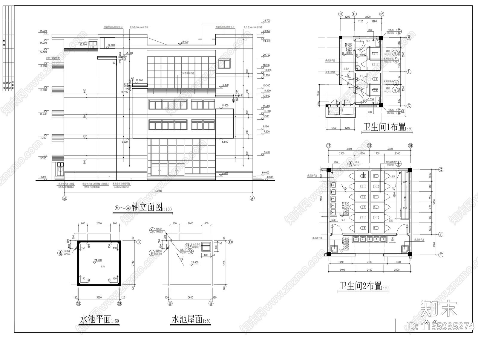 学院六层教学楼建筑方案图cad施工图下载【ID:1155935274】