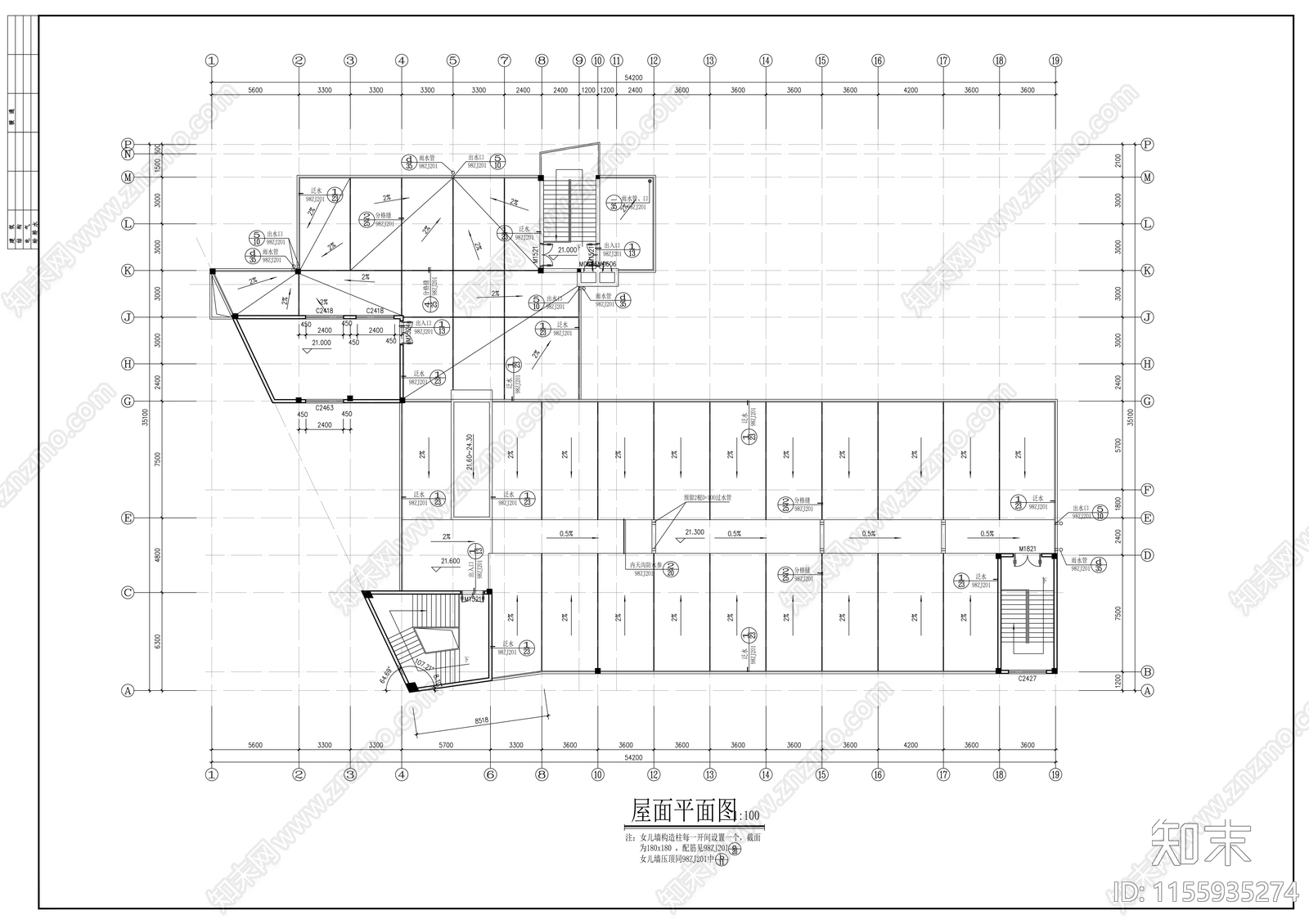 学院六层教学楼建筑方案图cad施工图下载【ID:1155935274】