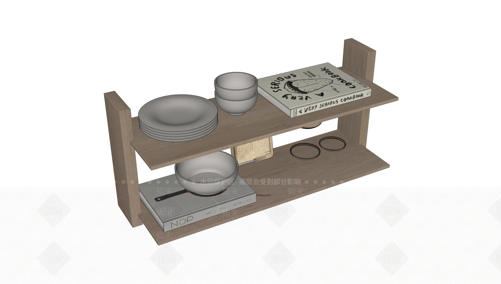 现代餐具置物架SU模型下载【ID:1155935565】