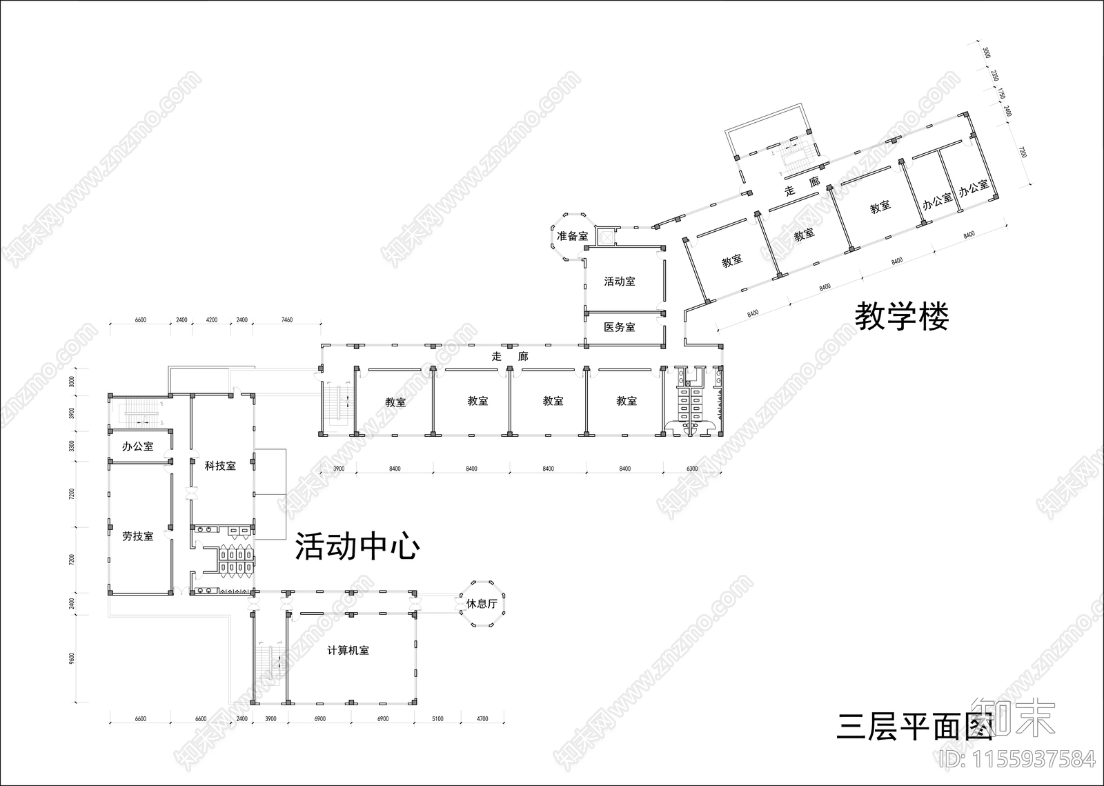 小学平面图cad施工图下载【ID:1155937584】