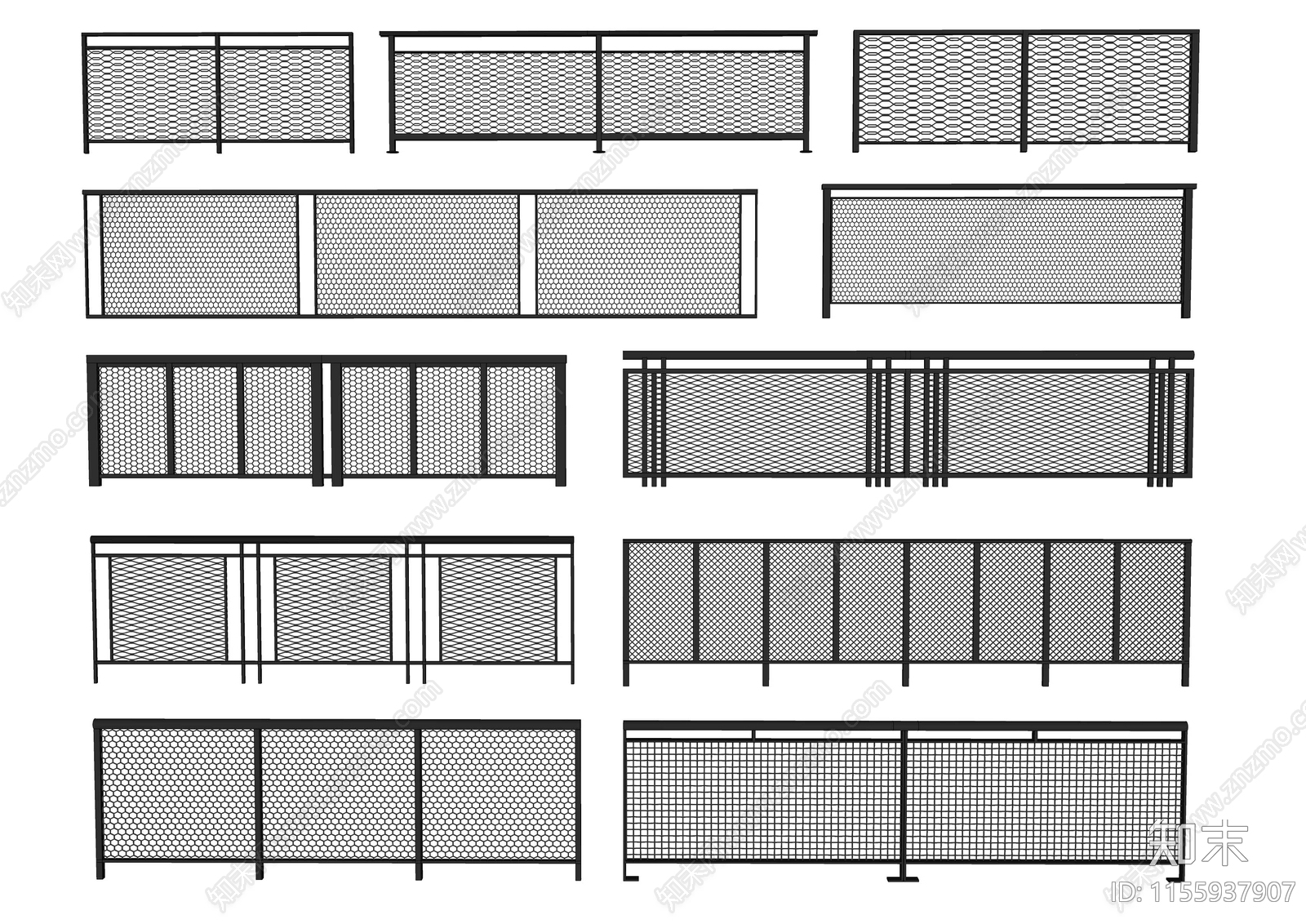 现代铁丝网栏杆SU模型下载【ID:1155937907】
