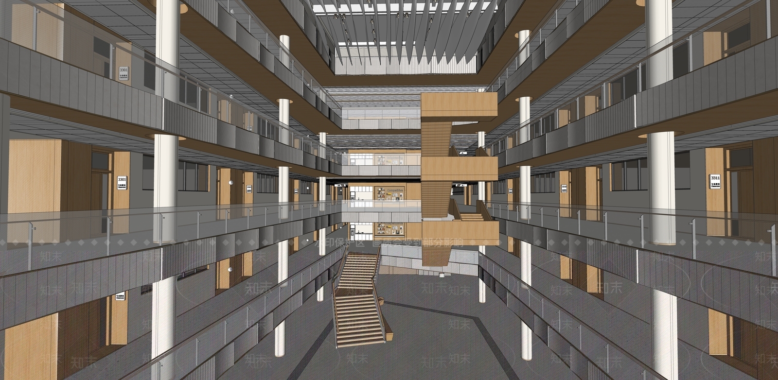 现代学校中庭SU模型下载【ID:1155938207】