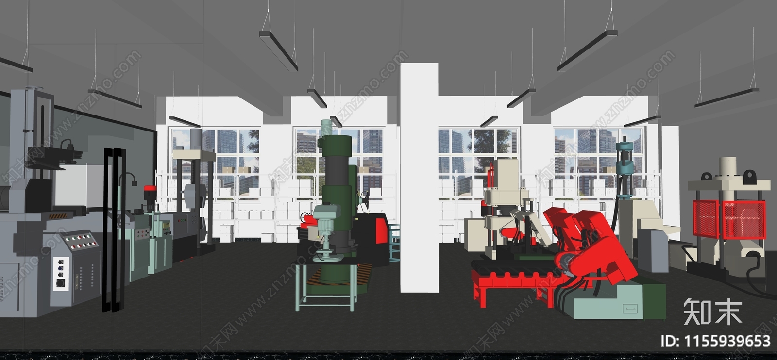 工业车床厂房车间SU模型下载【ID:1155939653】
