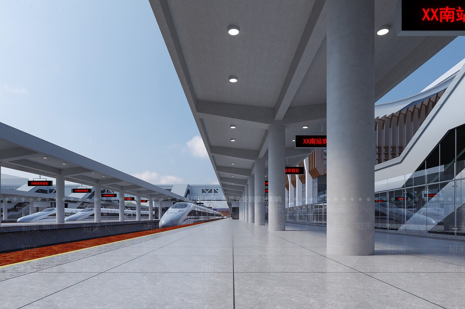 现代高铁站3D模型下载【ID:1155940868】