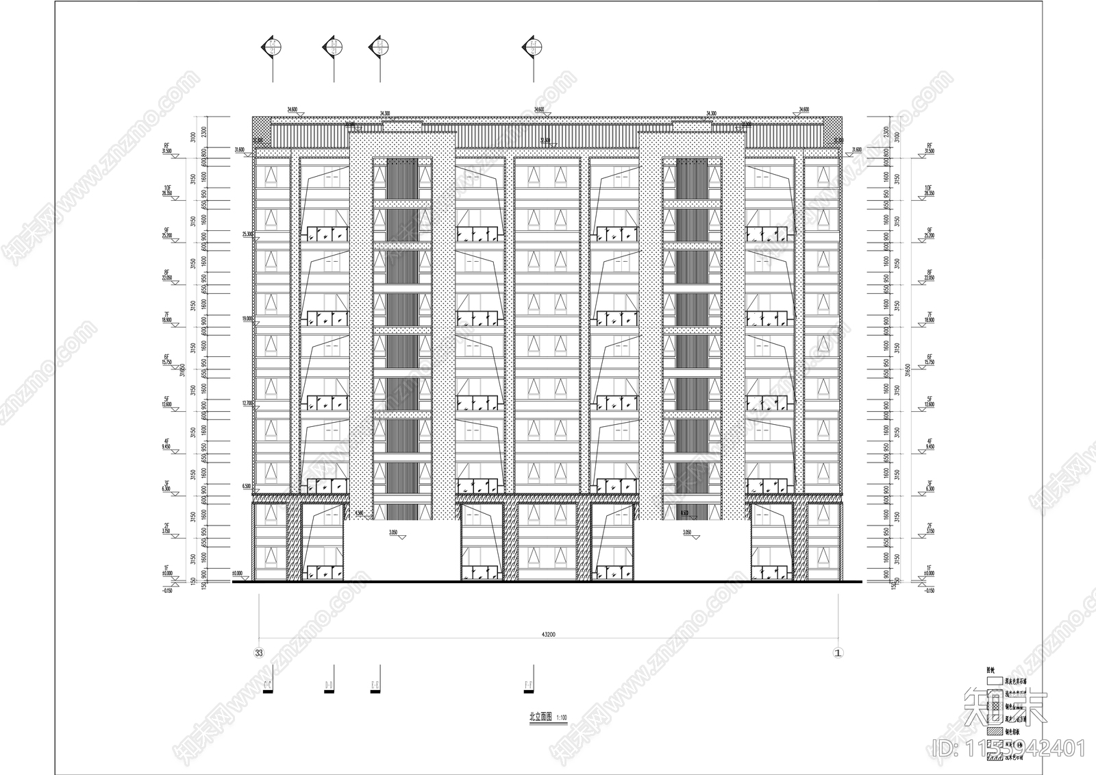 现代多层洋房说明节能详图全套cad施工图下载【ID:1155942401】