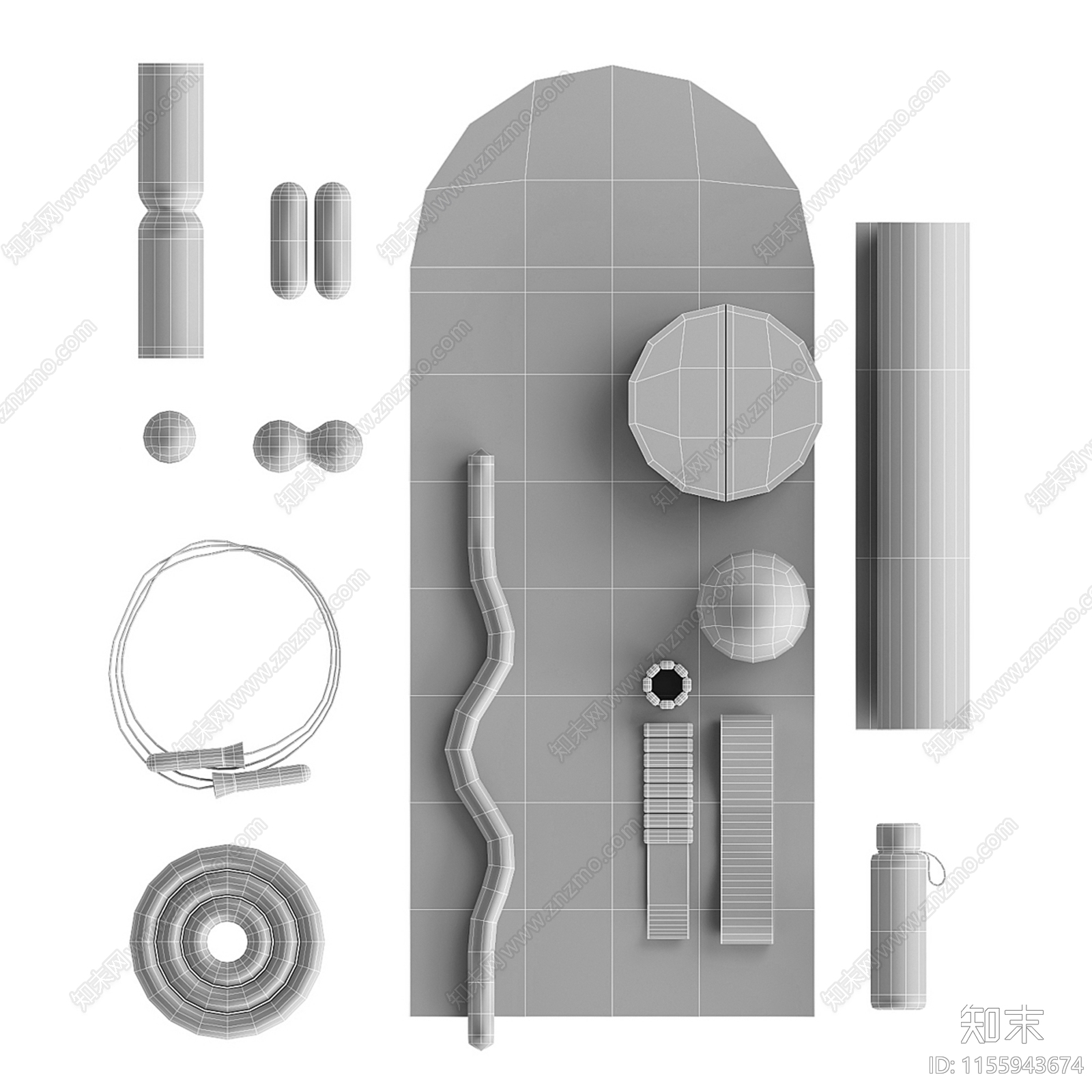 现代瑜伽健身器材3D模型下载【ID:1155943674】