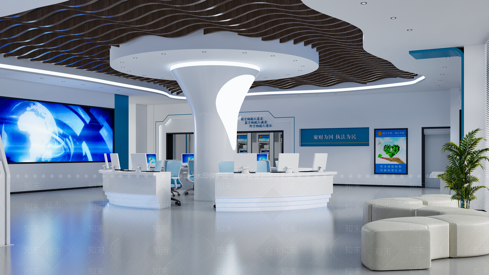 现代办事服务大厅SU模型下载【ID:1155944188】