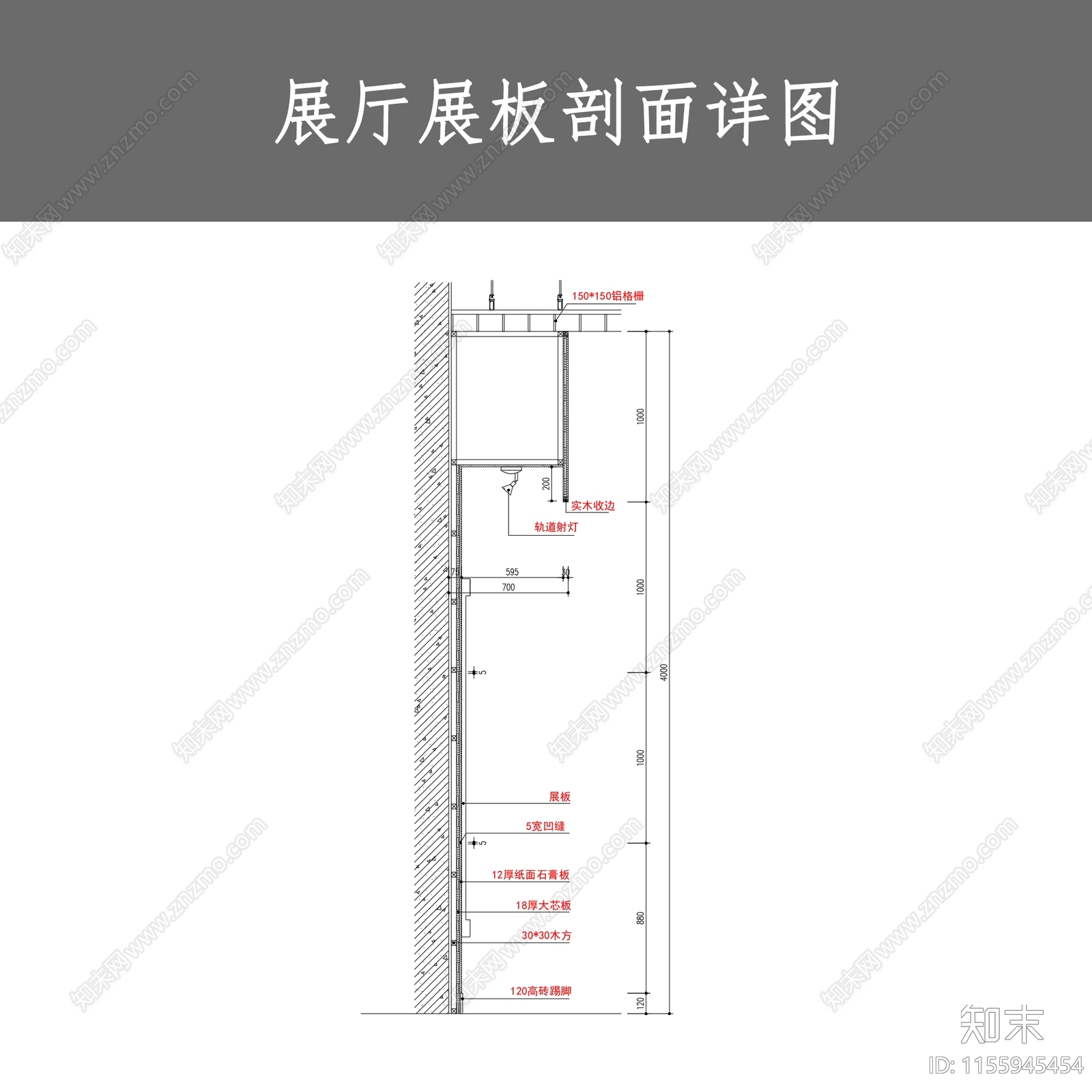 展厅展板剖面详图施工图下载【ID:1155945454】