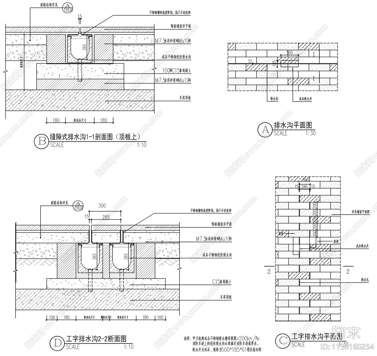 小区景观线性排水沟施工图下载【ID:1156160254】