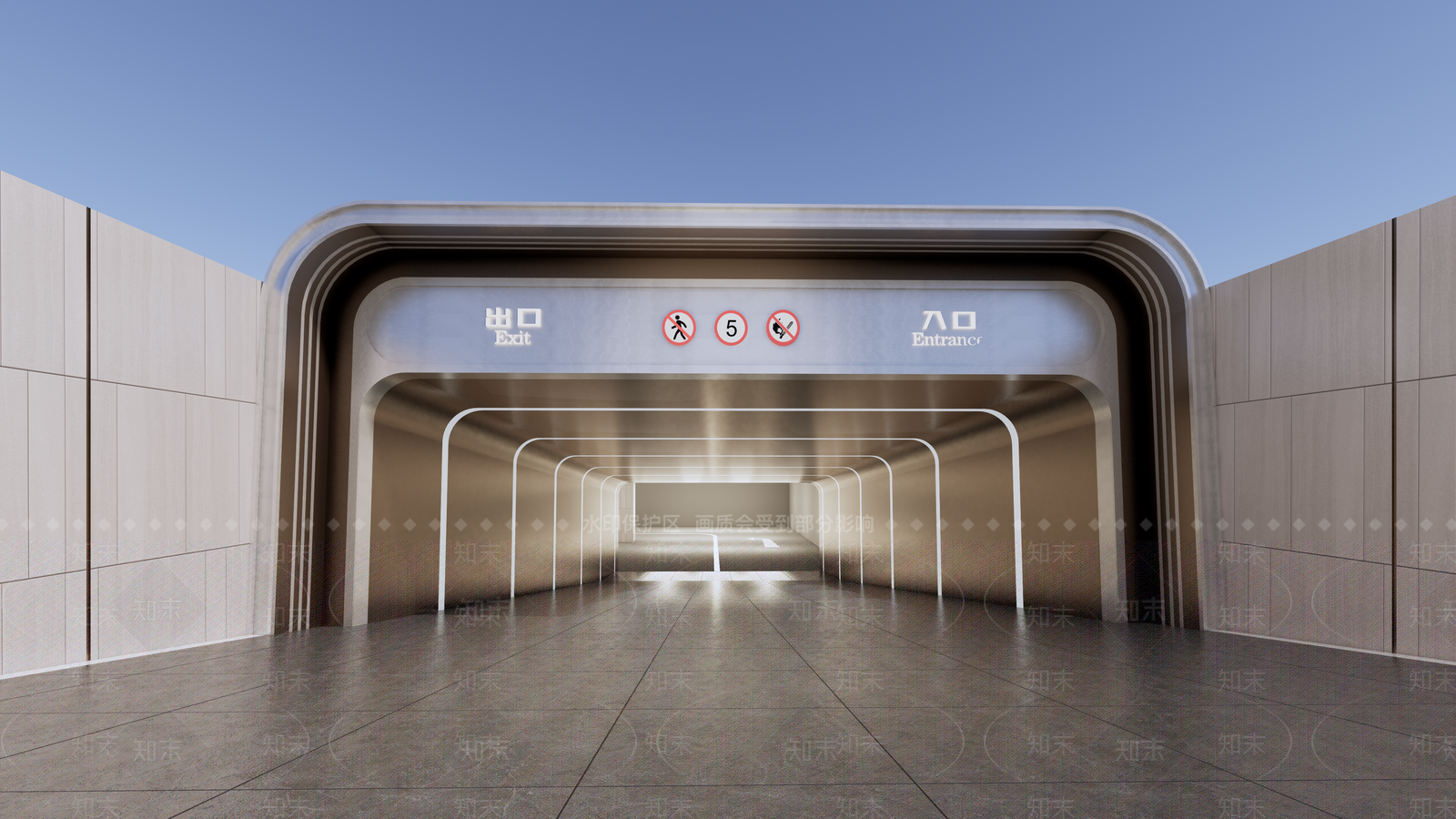 现代隐蔽式停车场入口SU模型下载【ID:1155951260】