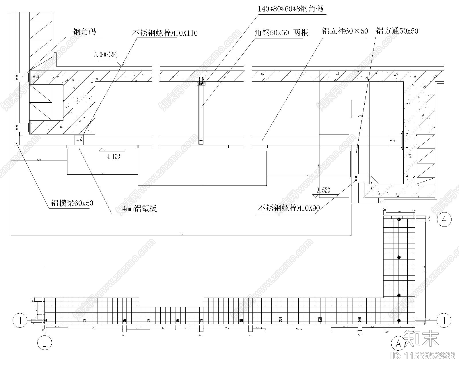 裙楼吊顶节点大样图cad施工图下载【ID:1155952983】