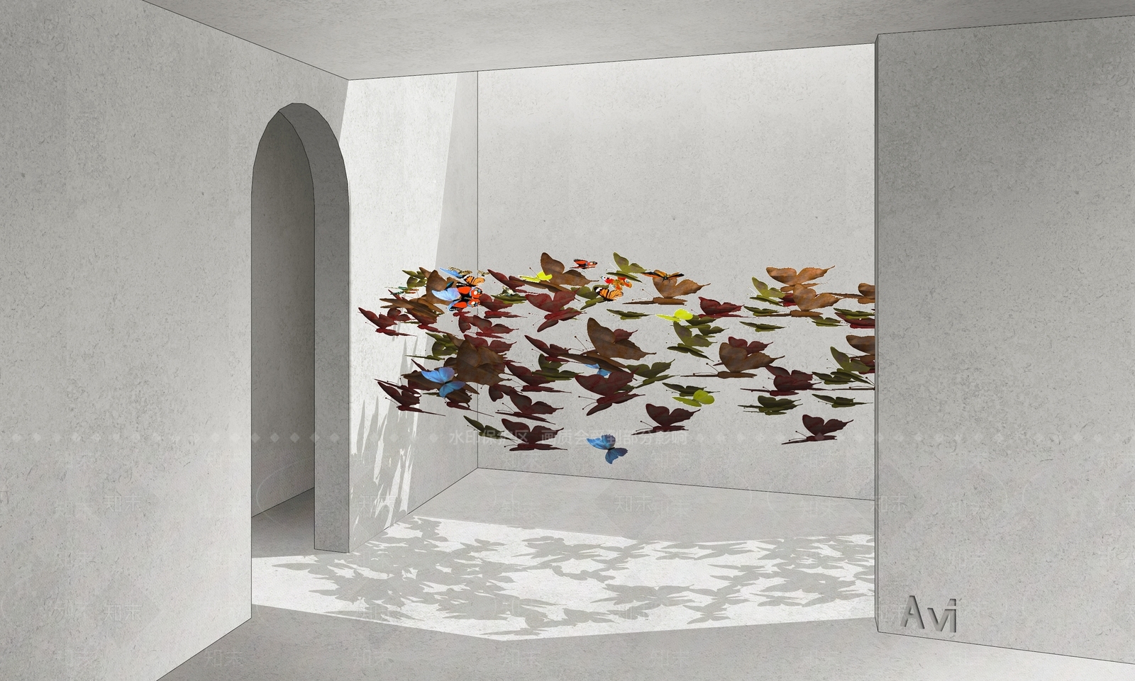 现代艺术蝴蝶装置SU模型下载【ID:1155953515】