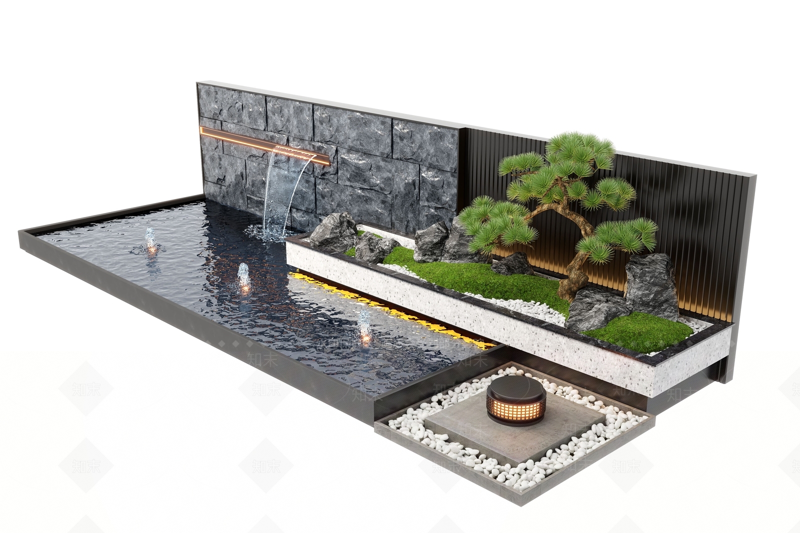 现代水景墙3D模型下载【ID:1155953777】