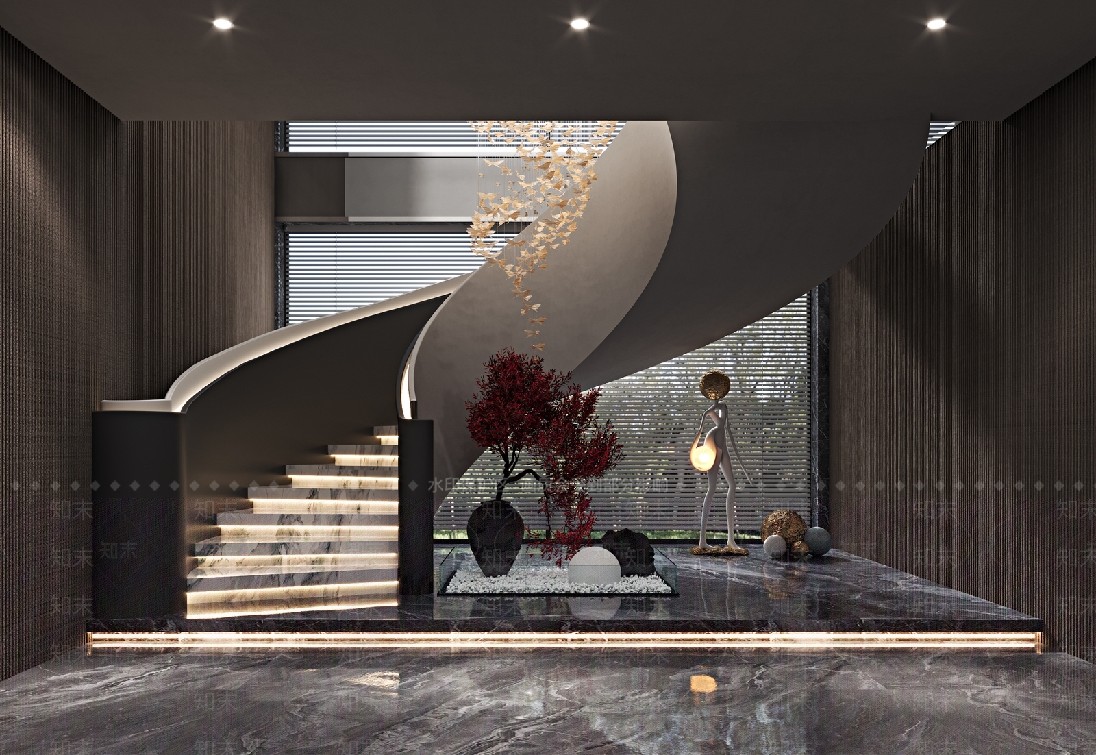 现代楼梯间3D模型下载【ID:1155956370】
