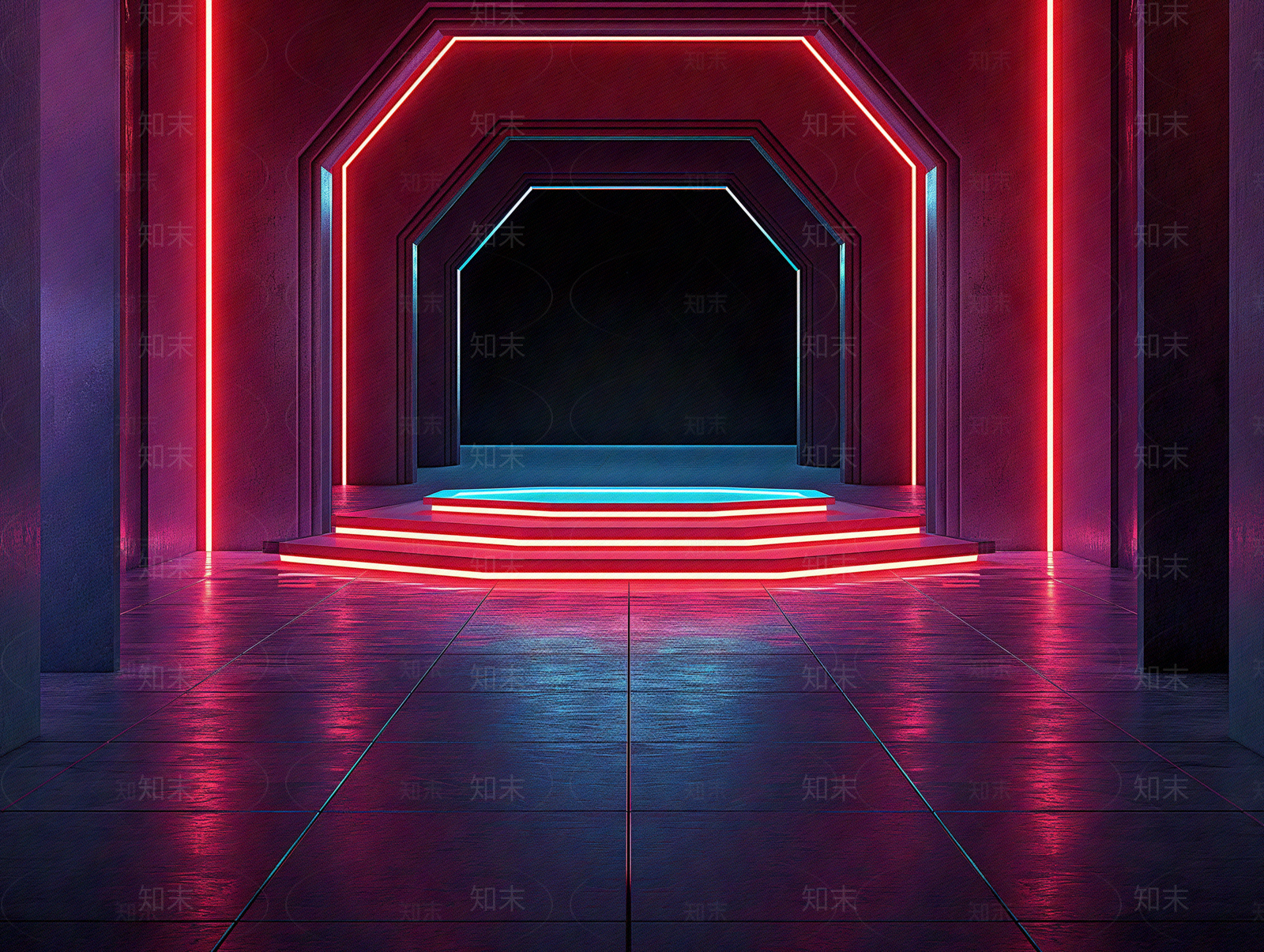 科幻风格霓虹舞台场景壁纸贴图下载【ID:1155961298】