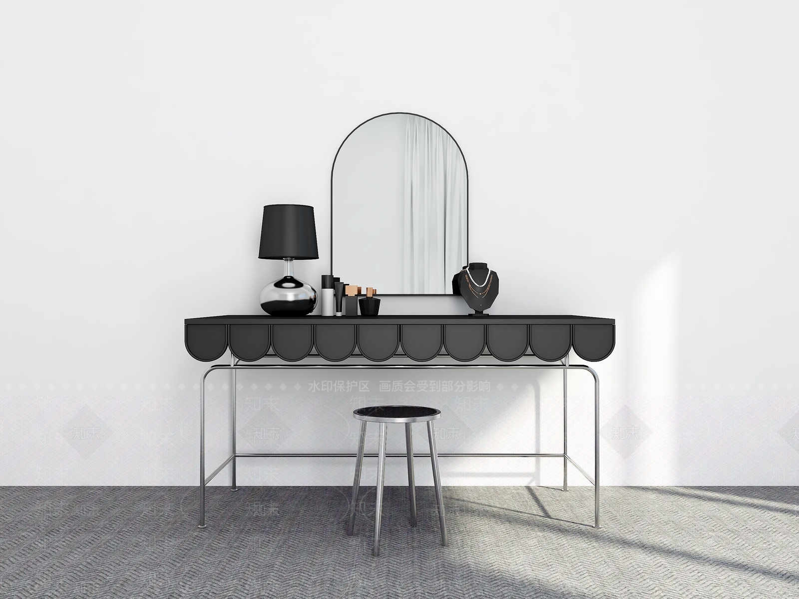 现代妆台妆凳3D模型下载【ID:1155966484】