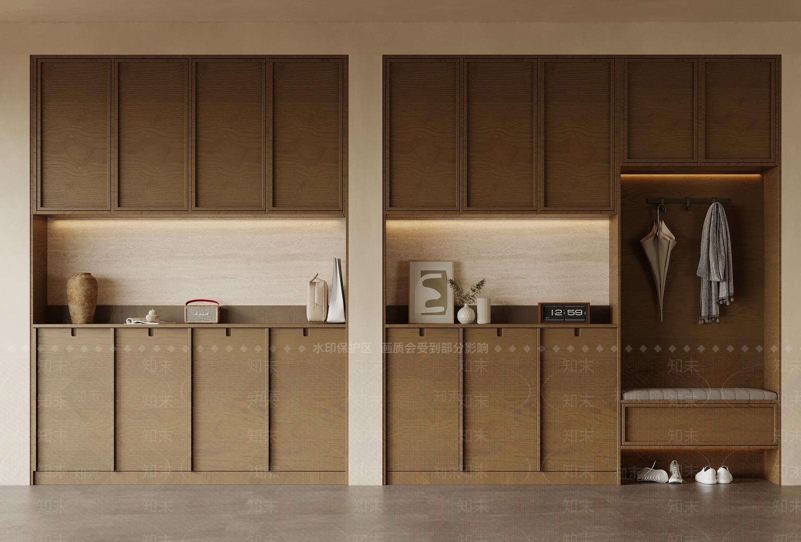 现代中古风鞋柜SU模型下载【ID:1155969417】