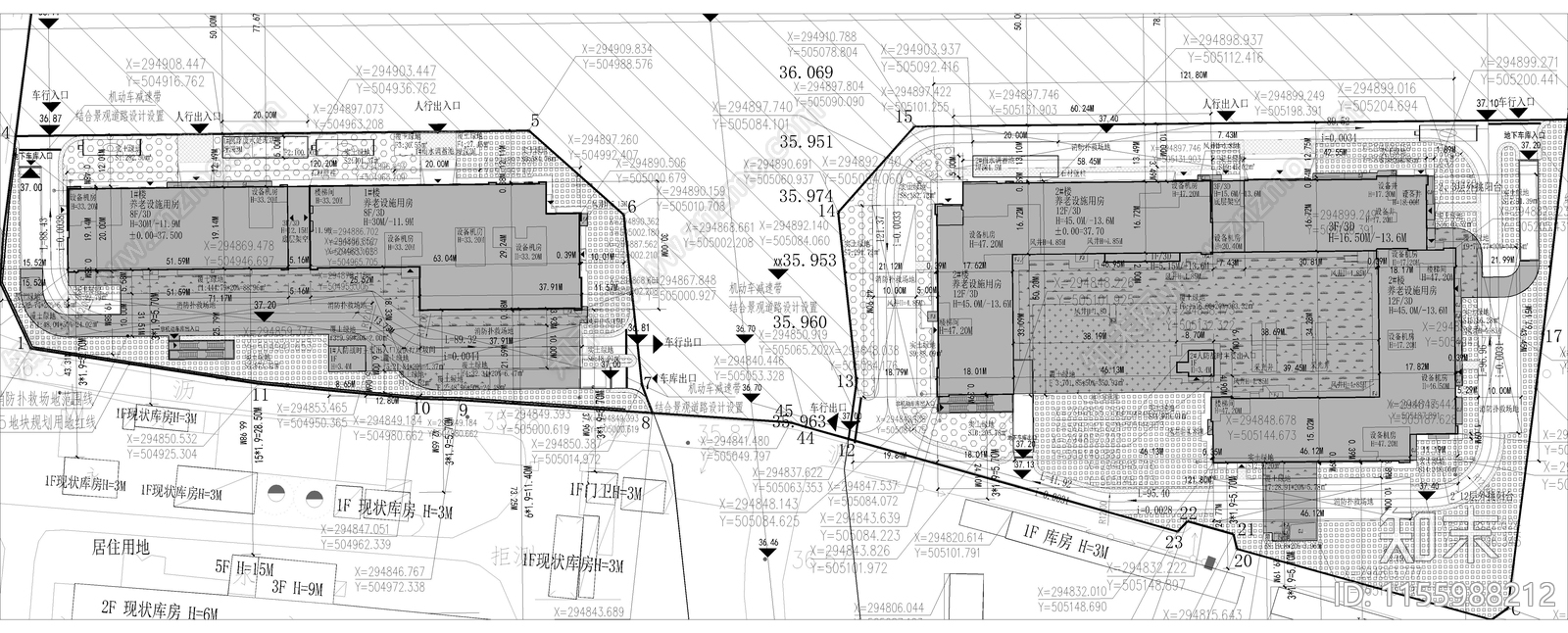 老年公寓疗养建筑cad施工图下载【ID:1155988212】